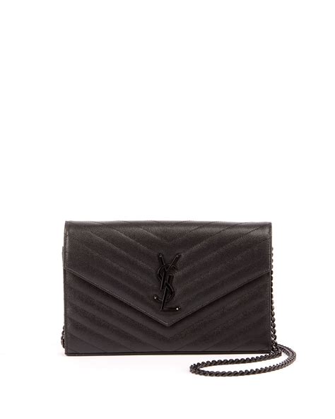 borsa ysl chain wallet mnogram black on black|ysl monogram wallet on chain.